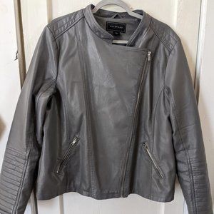 Metaphor Slate Grey Vegan Faux Leather Moto Jacket 1X